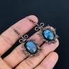 Labradorite 999 Copper Wire Wrapped Earrings, Handmade Gemstone Earrings Jewelry, Gifts For Wife Brand New Earrings