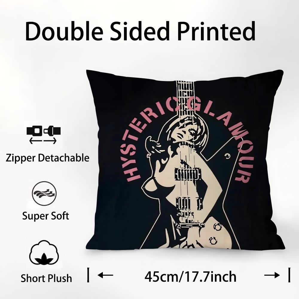 H-Hysterics G-Glamour Pillow Case Plush Fabric Soft Double Sided Print Sofa Cushion Cover Throw Pillow Covers