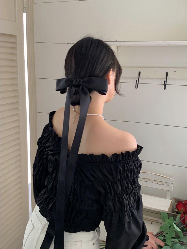 

Extra Large Ballet Style Bow Hair Clip - Ribbon Streamer Side Clip for Girls чёрный