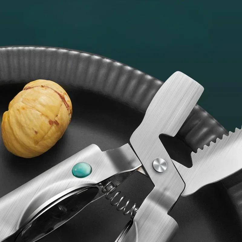 Křížový klip na syrové kaštany a vlašské ořechy 304 nerezová ocel Otevírač kaštanů Domácí loupací a otevírací stroj Nůžky na kaštany