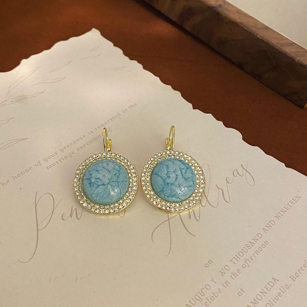 Retro Grüne Gebrochene Strass-Steckohrringe für Damen - Einzigartiges Französisches Design, Schlicht und doch Elegant