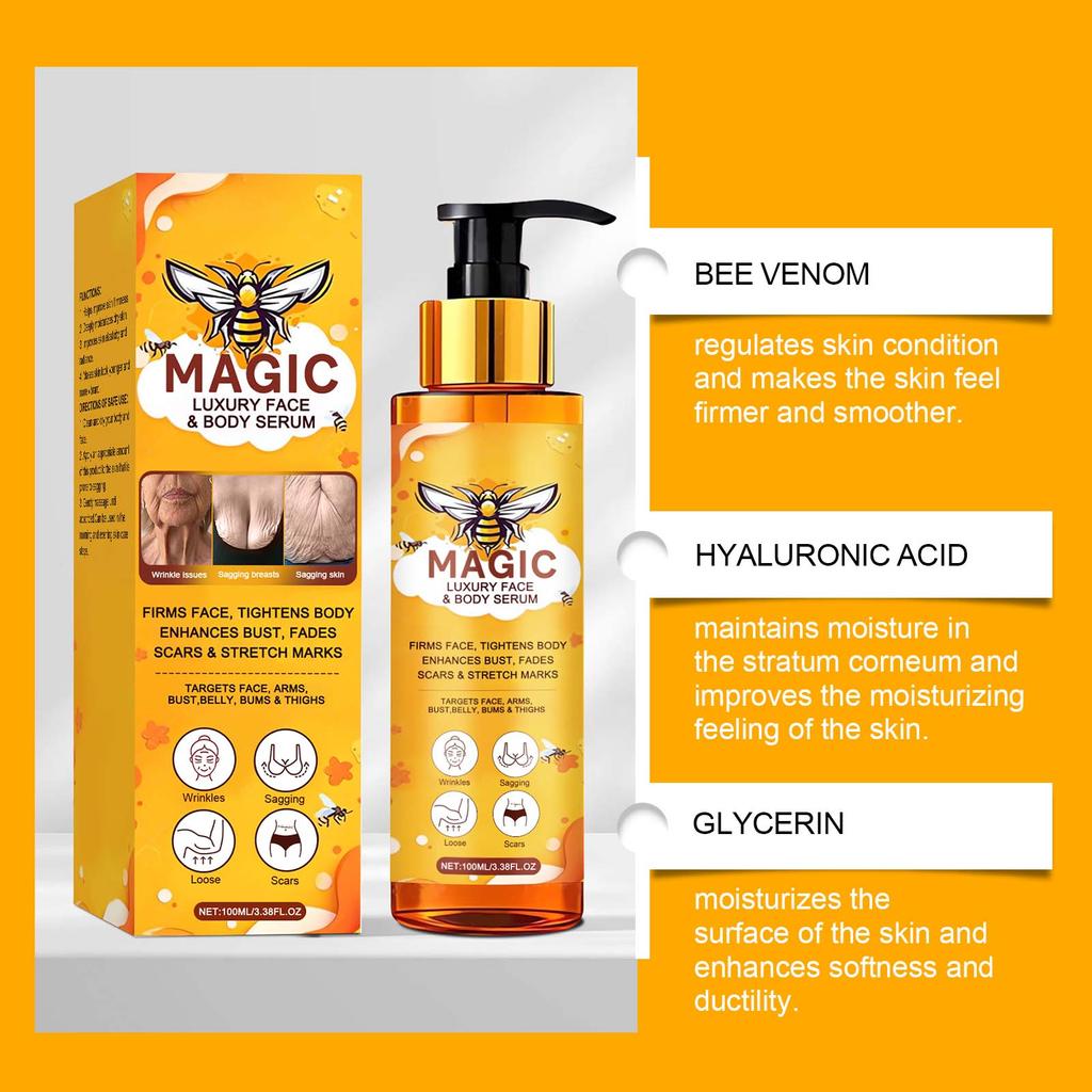 AMZ Bee Venom Skin Firming Essence 100ml - Firms body skin/Improves skin laxity/Reduces fine lines/Reduces wrinkles/Skin care cream
