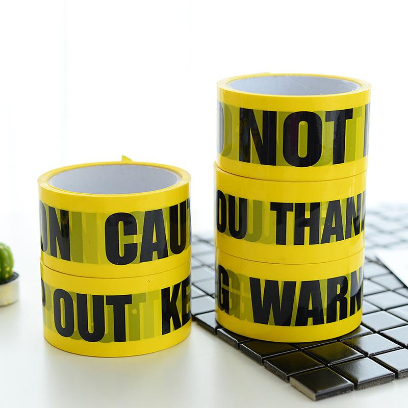 Large Roll Warning Tape - Black Text on Yellow Background, 4.8CM Wide, 25M Long