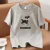 Summer Fashion Women Short Sleeve O Neck Puppy Letter Printed Casual Pullover Cotton Blouse T Shirt Top