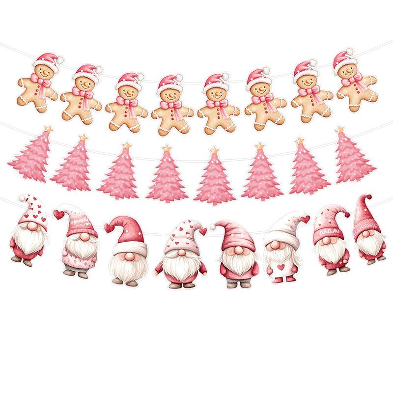 Cross-border Christmas Letter Flag Banner Paper Christmas Latte Flower Flag Hanging Flag Atmosphere Decoration Party Decorations