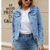 Black Denim Jacket Women Classic Lapel Button Front Cropped Jean Jacket with Pockets Casual Long Sleeve Outerwear