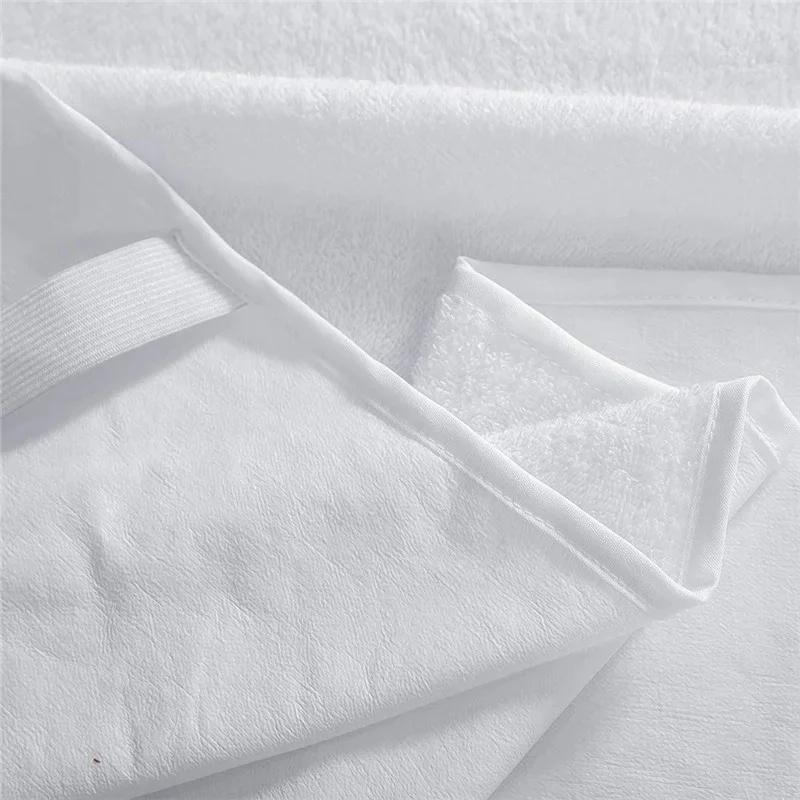 Waterproof White Mattress Pad Cover Terry Cloth Bed Fitted Sheet Elastic Belt Fix Mattress Topper Anti Water Sheet