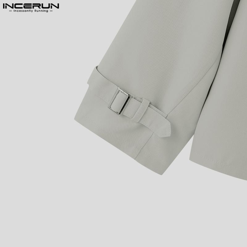 INCERUN Homens Lapela Entalhada Manga Comprida Casacos Casuais Soltos Cargo Casacos