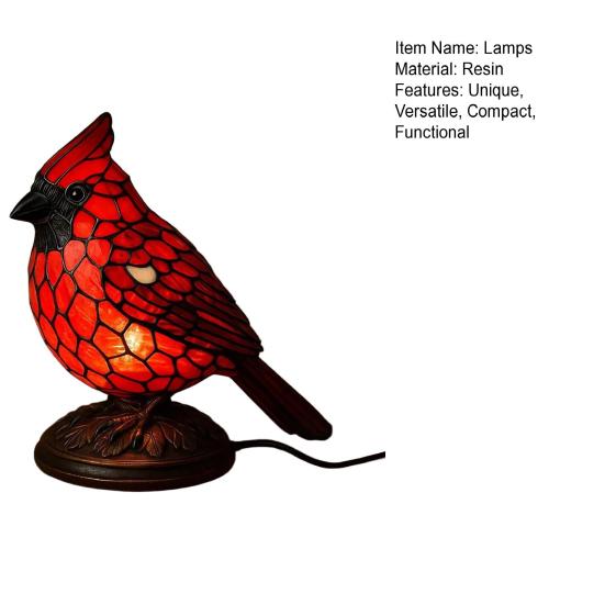 Cardinals Table Lamp Resin Red Bird Night Light for Bedside Living Room Christmas Decor