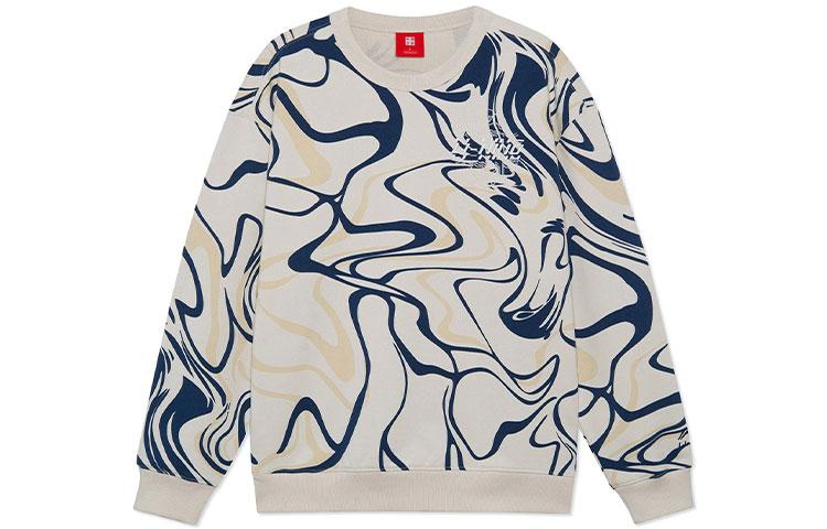 Li Ning Sweatshirts Men s Ecru Crew Neck Moderate Regular AWDS247-1 L