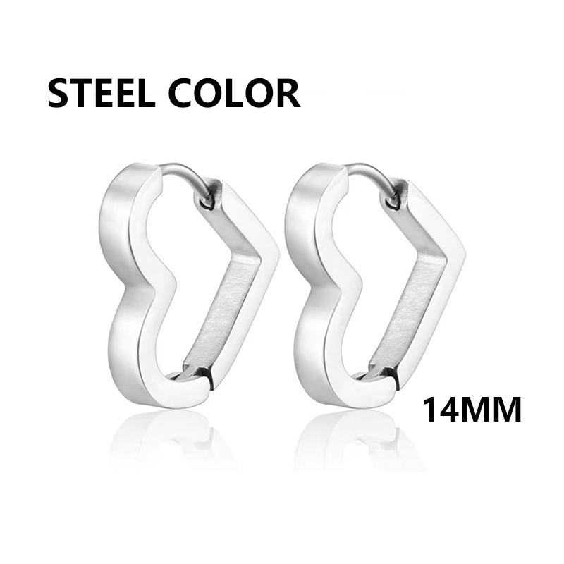 1 Pair Unisex Punk Rock Geometric Triangle Stainless Steel Earrings Women Men Piercing Push-Back Clip Ear Rings Party Zircon