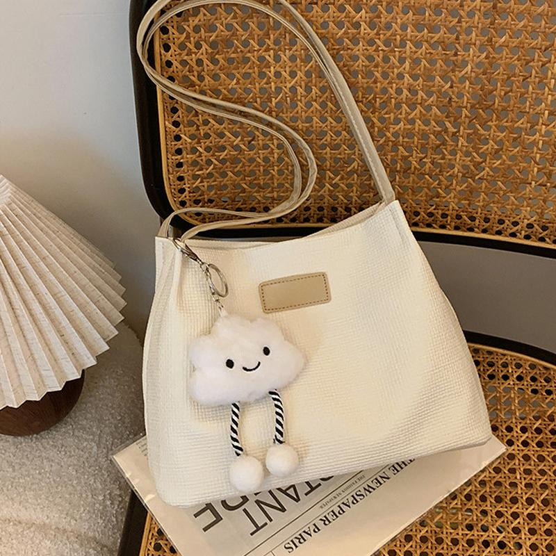 

Color Blocked Fashionable Texture Casual Commuting Bucket Tote Shoulder Bag коричневий