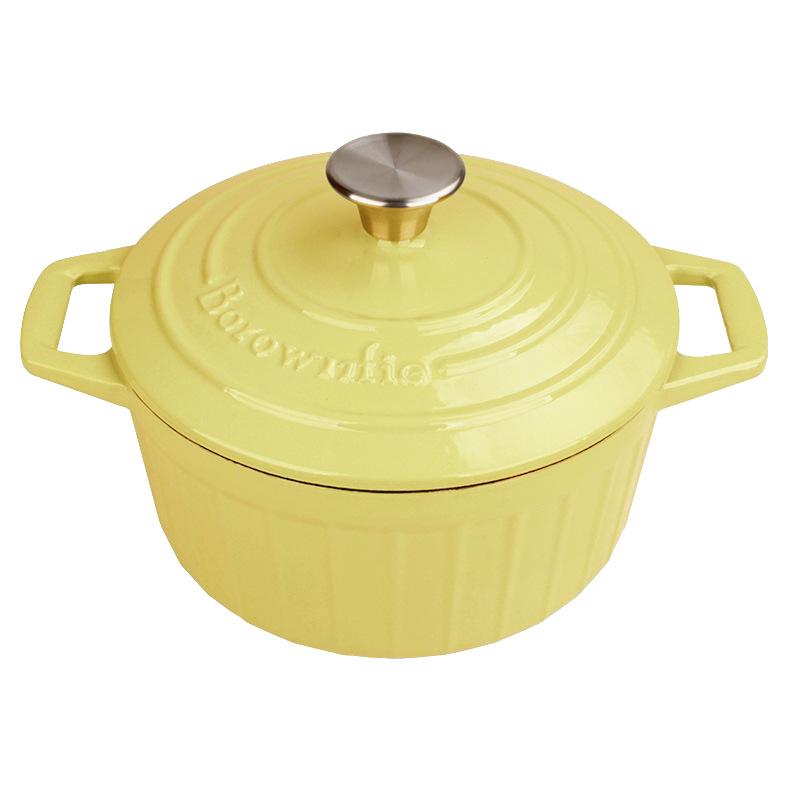 22cm Enameled Cast Iron Dutch Oven With Lid Heavy-Duty Casserole Dish Braiser Pan For Stews Baking 3QT Kitchen NonStick Stew Pot