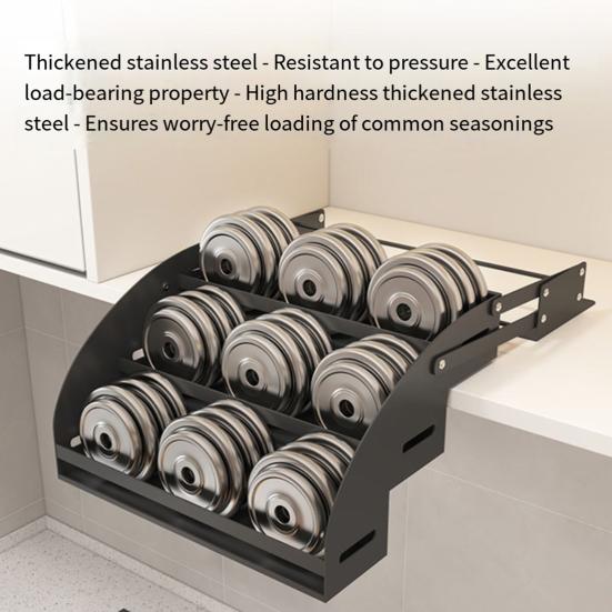 Down Spice Rack 3-Tier Pull Organizer Inside Out Spice Cabinets Space Saving Storage Shelf