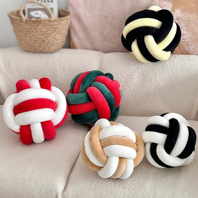 Knot Ball Throw Pillow Plush Soft Aesthetic Cushion Stress Relieving Decorative Two-Color Knotted Pillow for Couch Sofa Bed Car Decor