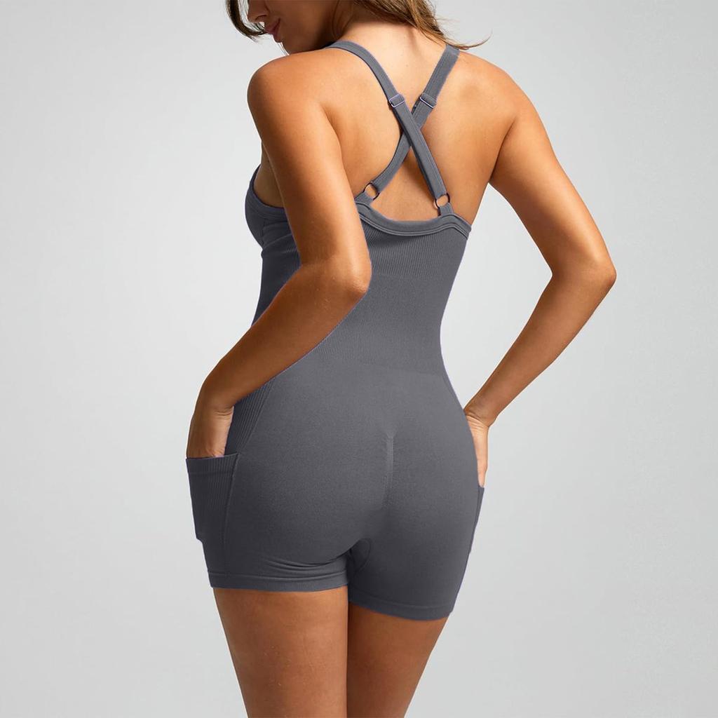 Women's Fashionable Color Round Neck Tight Back Yoga Suit Yoga Jumpsuit