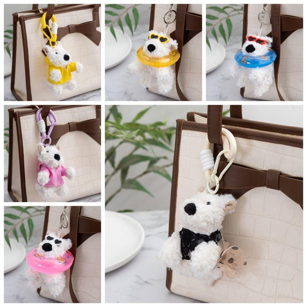 Cartoon Animal Plush Puppy Doll Keychain Anti-lost Car Hanging Pendant  Kids Birthday Gift