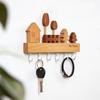 Solid Wood Wall Key Hook Creative Wall Mounted Entryway No Punch Key Organizer