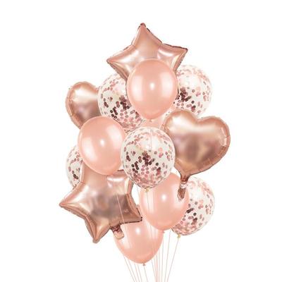 14Pcs/set Heart Stars Shape Confetti Balloons Foil Balloons Happy Birthday Party Decorations Kids Balloons Wedding Holiday Decoration Supplies