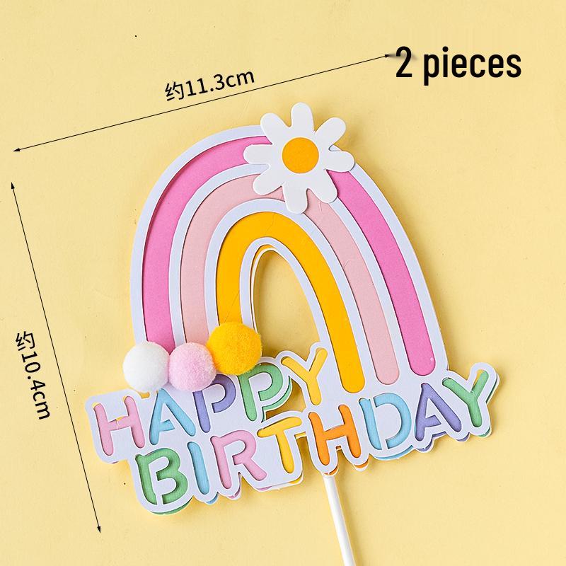 Happy Birthday Rainbow Cake Toppers: Stars, Clouds & Balloons