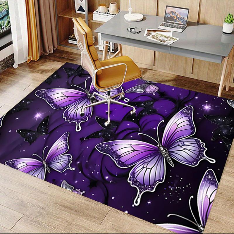 1PC Butterfly Purple Carpet Ultra Soft, Thick & Absorbent, Non Slip Machine Washable Mat for Entryway