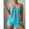 Set Bikini Tankini a Rete all'Uncinetto Turchese da Donna