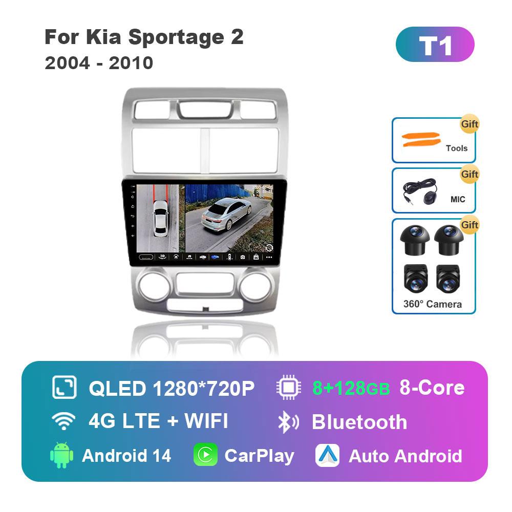 Bluetooth DSP Stereo Car Video Multimedia player for Kia Sportage 2 2004 - 2010 WiFi Android 14 System 4G GPS Touch Screen