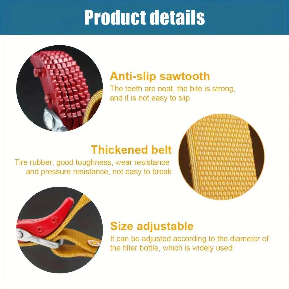 8IN Belt Wrench Oil Filter Puller Strap Spanner Chain Wrench Strap Opener Adjustable Strap Opener Cartridge Disassembly Tool