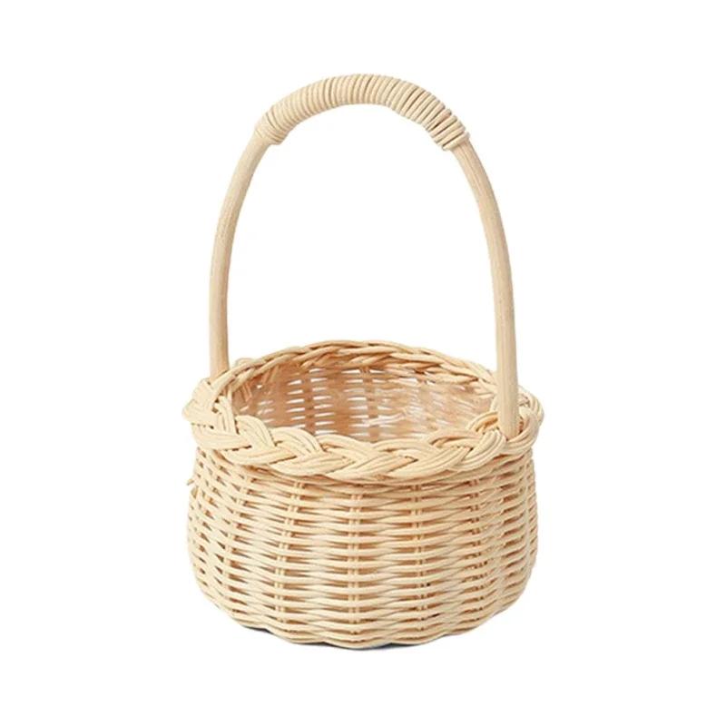 2025 New 20cm Waterproof Woven Flower Basket Storage Basket With Handle Handmade Multi-functional Perfect Gifts Rattan Home Wedd