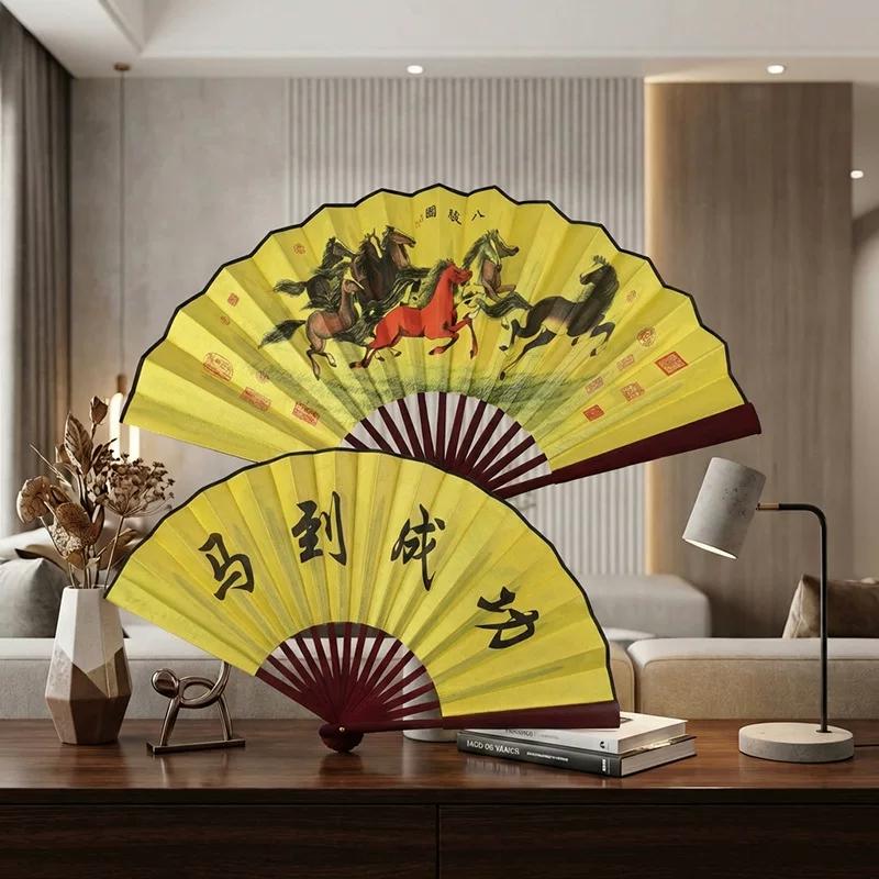 Folding Fan Chinese Style Summer 10inch Ancient Style Fan Men's Silk Cloth 2026 New Model Summer Bamboo Fan Hanfu Portable Fan