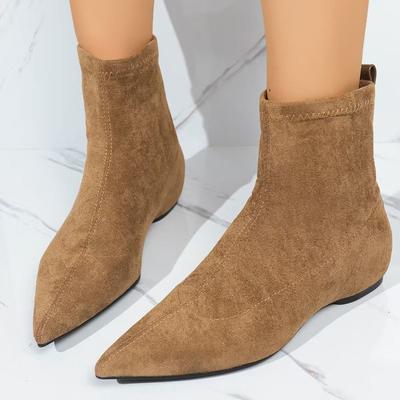 Fashion Suede Ankle Boots Women Flats Pointed Toe Shoes 2025 Trend New Fasion Snow Boots Winter Sexy Chelsea Boots Woman Party Botas