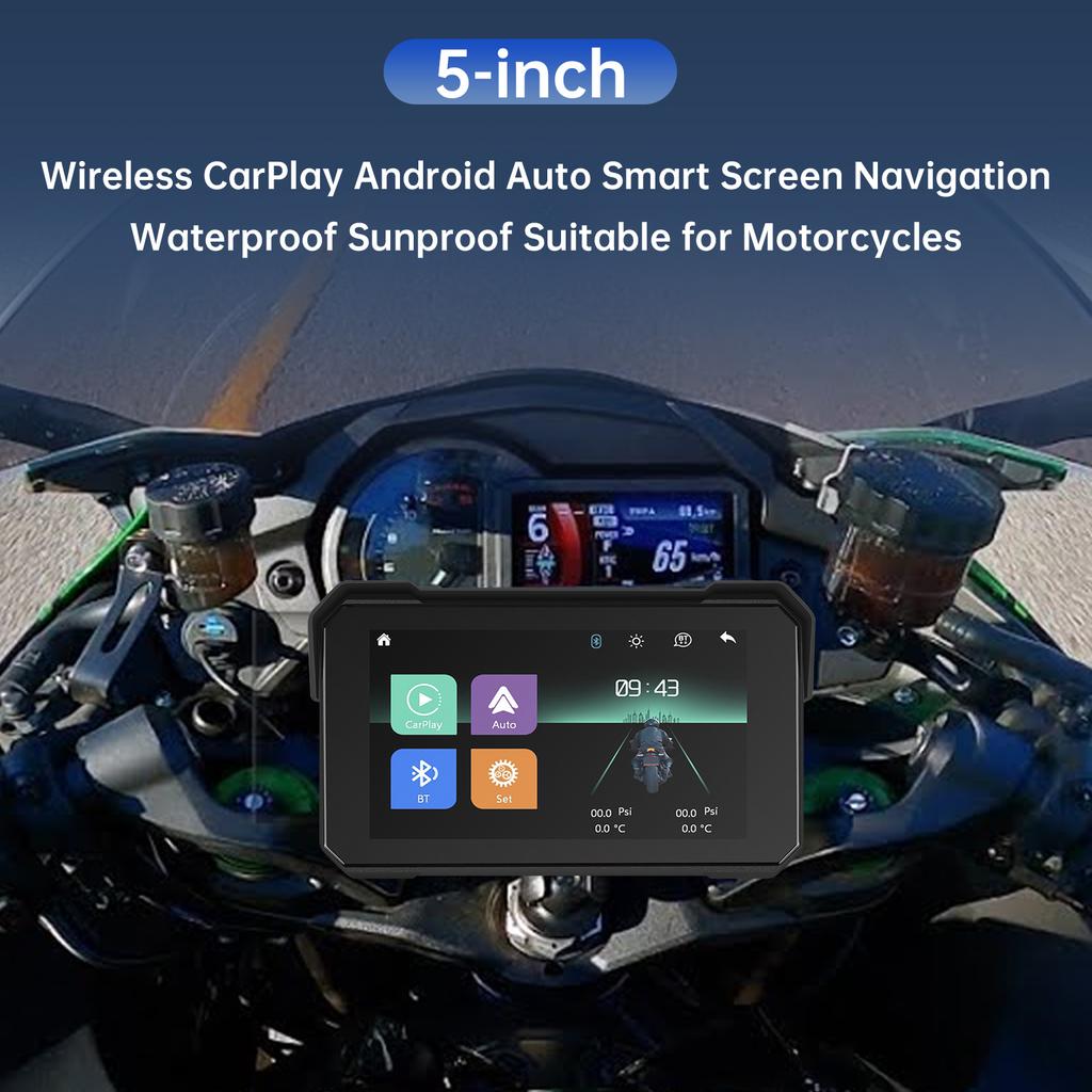 5-inch Wireless CarPlay Android Auto Navigation Waterproof for Motorcycles