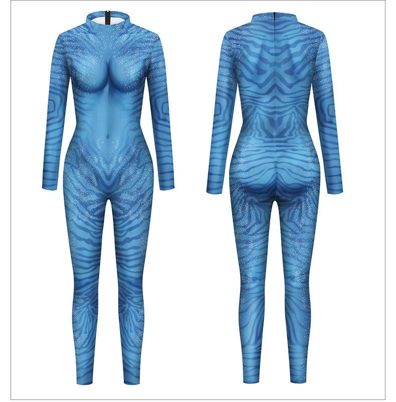 Movie stage suit print avatar with tail armor superhero suit, tights