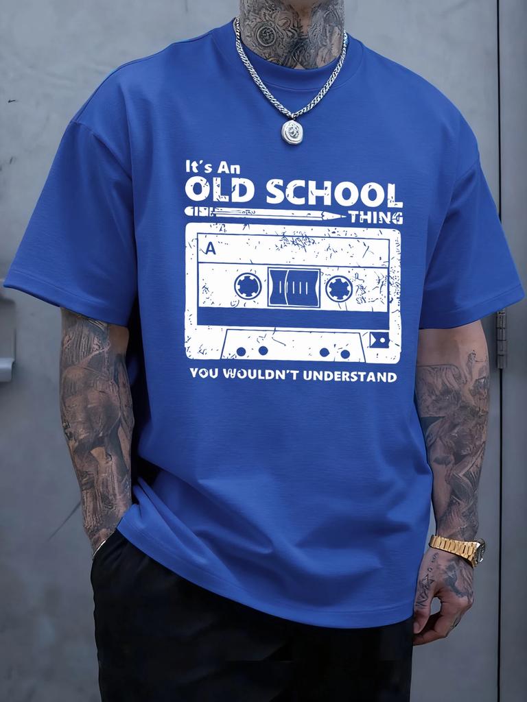 Mens Printed TShirt 100 Cotton Vintage Style Sportive Casual LooseFitting Comfortable TShirt