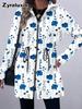 Women's Floral Print Zip-Up Long Sleeve Hoodie with Slim Fit for Fall Winter Daily Wear