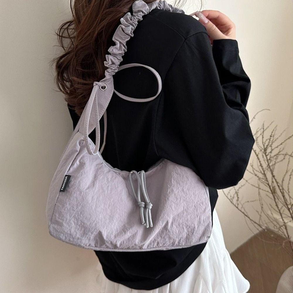 Versatile Pleated Dumpling Bag Lightweight Women's Shoulder Bag Stylish Drawstring Bag  Handbag