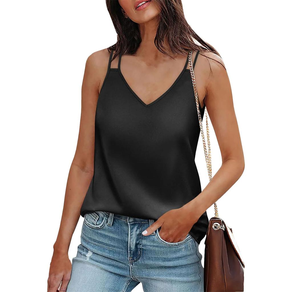 Summer Ladies Casual Solid Color Sleeveless Camisole T-Shirt Tops For Women
