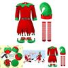 Christmas Costume For Kids Long Sleeve Red Spandex 7-piece Set
