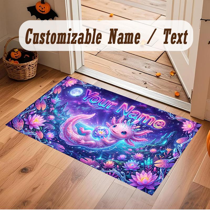 Fantasy Magic Theme Soft Crystal Velvet Rug Custom Name & Text Print Non Slip Floor Rug for Bedroom Living Room