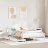 VidaXL Bed Frame with Drawers White 140x190 Cm Solid Pine Wood, Slatted Base, Double Bed Frame, Wooden Bed Frame 3301468