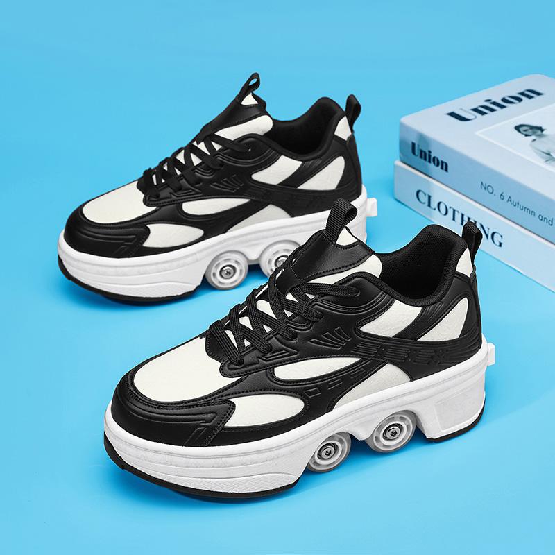 Children's Board Shoes Four Roller Shoes Fashion Unisex Automatic Pop-up Sneakers Dual Skate Casual Shoes Very