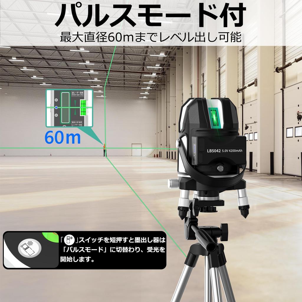 Firecore Laser Green 5 High Ground Large with for Architectural Level, Laser, Lines, Precision, Point, Capacity, Receiver, Surveying, FGL-411G