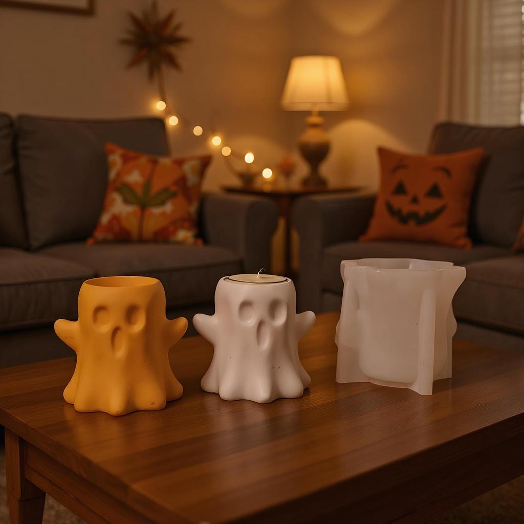 Forma odlewnicza na uchwyt lampki do herbaty w kształcie ducha Halloweenowy świecznik do aromaterapii Forma gipsowa cementowa Forma odlewnicza z żywicy epoksydowej