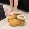 Fashion Sweet Bowknot Decoration Cotton Snow Boots Women 2025 Winter Warm Short Plush Ankle Boots Fashion Faux Fur Slip On Booties