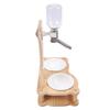 Wood Raised Cat Food Bowls Multifunctional 2 in 1 Automatic Cat Water Feeder and Food Bowl Set with Stand for Dog Pets