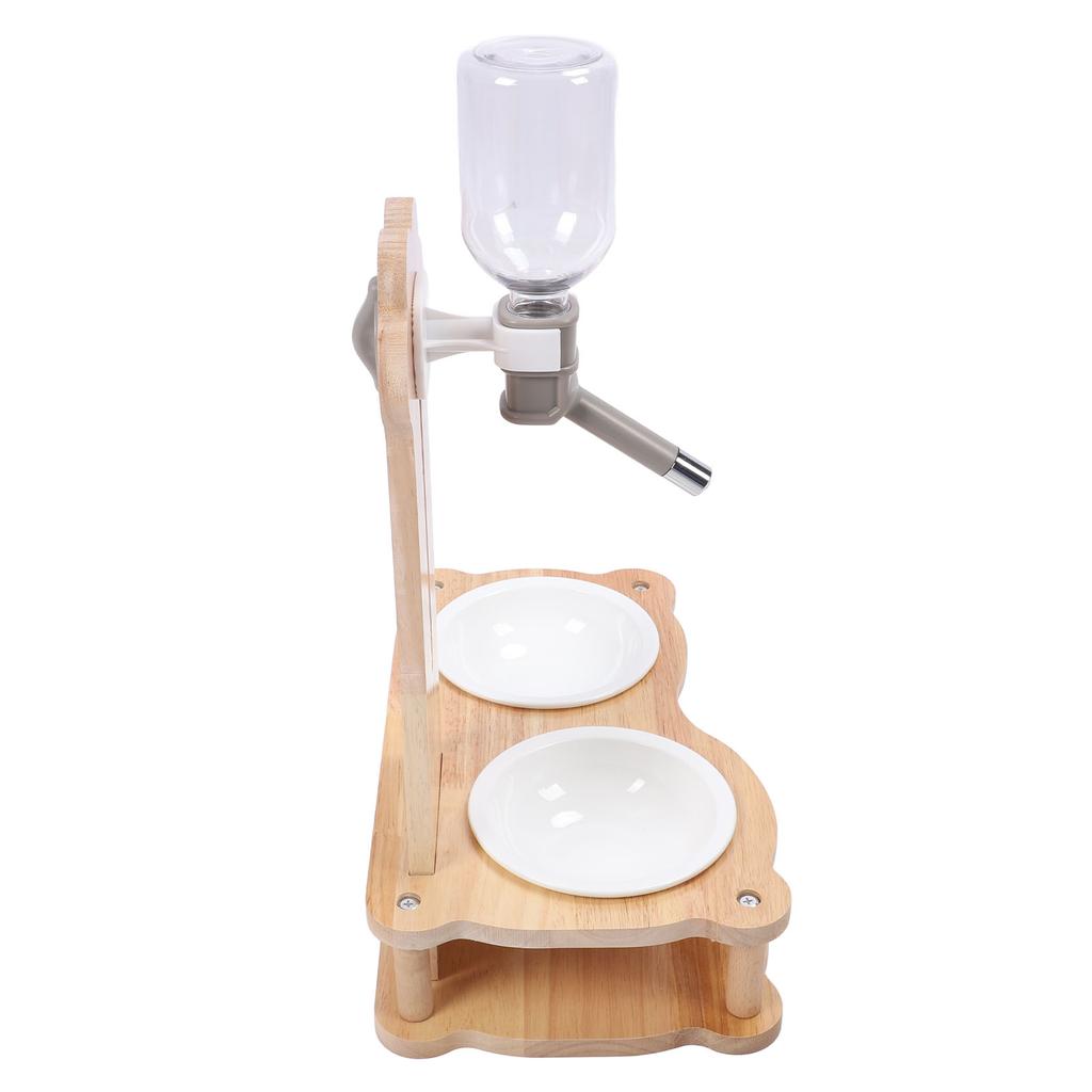 Wood Raised Cat Food Bowls Multifunctional 2 in 1 Automatic Cat Water Feeder and Food Bowl Set with Stand for Dog Pets