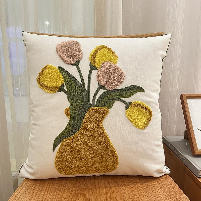 Nordic Ins Klein Frisch Einfach Bestickt Kissen Bouquet Kissenbezug Wohnzimmer Sofa Kissen Schlafzimmer Kissen