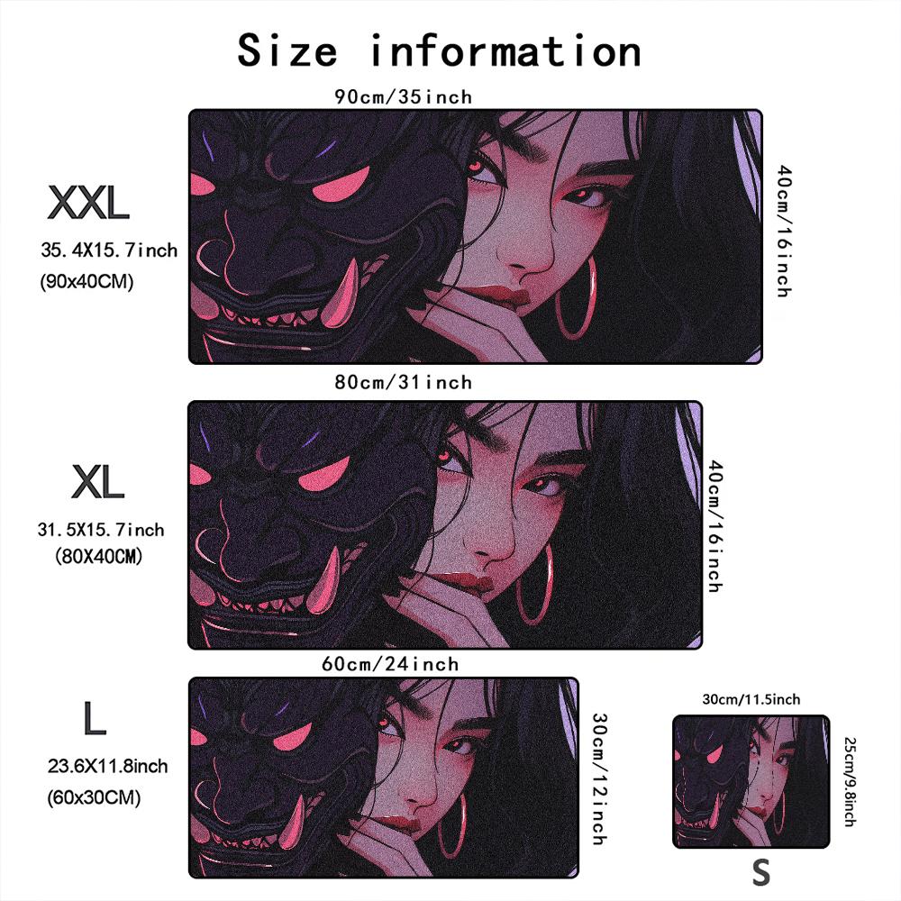 Mask anime girl Mouse Pad Large Computer Office Game Table Mats XXL Rubber Anti-slip Gaming Keyboard Mousepads Long Desk Pads