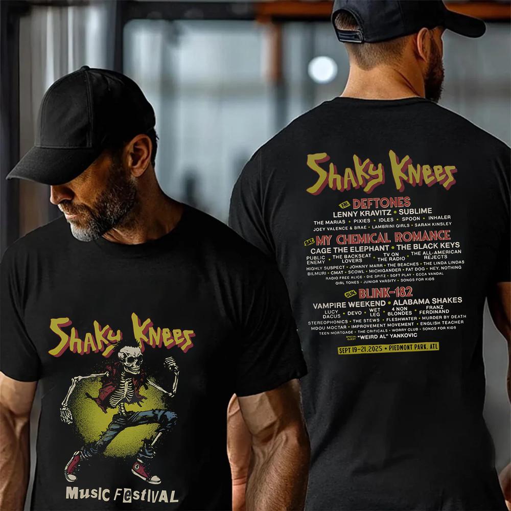 Shaky Knees Festival 2025 Skeleton Punk Lineup Double Sided Unsiex T-Shirt Unisex T-Shirt M