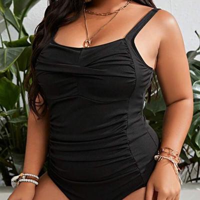 Fattened Plus-size Swimsuit for Women, Sexy and Thin, Black Suspender One-piece Swimsuit.